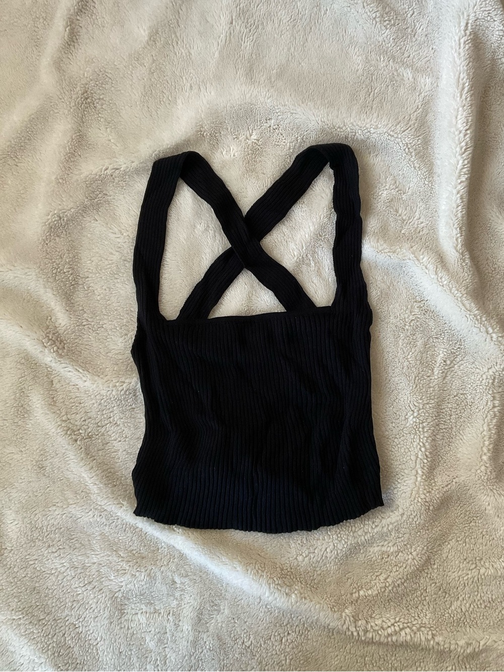 SHEIN Black Ribbed Crossback Tank Top - Women